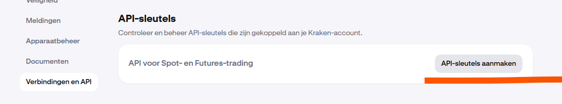 Kraken — API-sleutels aanmaken