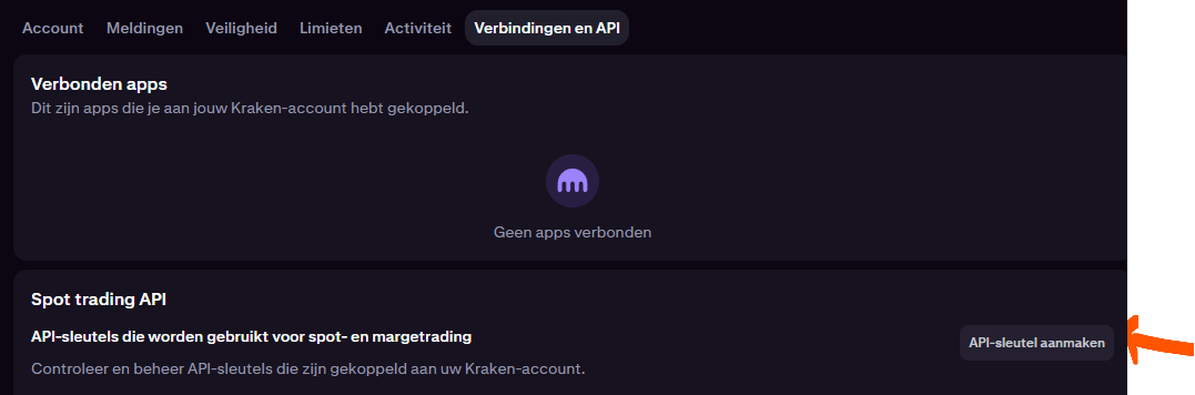 Kraken Pro — API-sleutel aanmaken knop