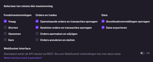 Kraken Pro — rechten instellen